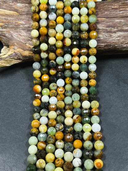 Natural Flower Jade Gemstone Bead Faceted 6mm 8mm 10mm Round Beads, Gorgeous Natural Multicolor Flower Jade Gemstone Beads Full Strand 15.5"