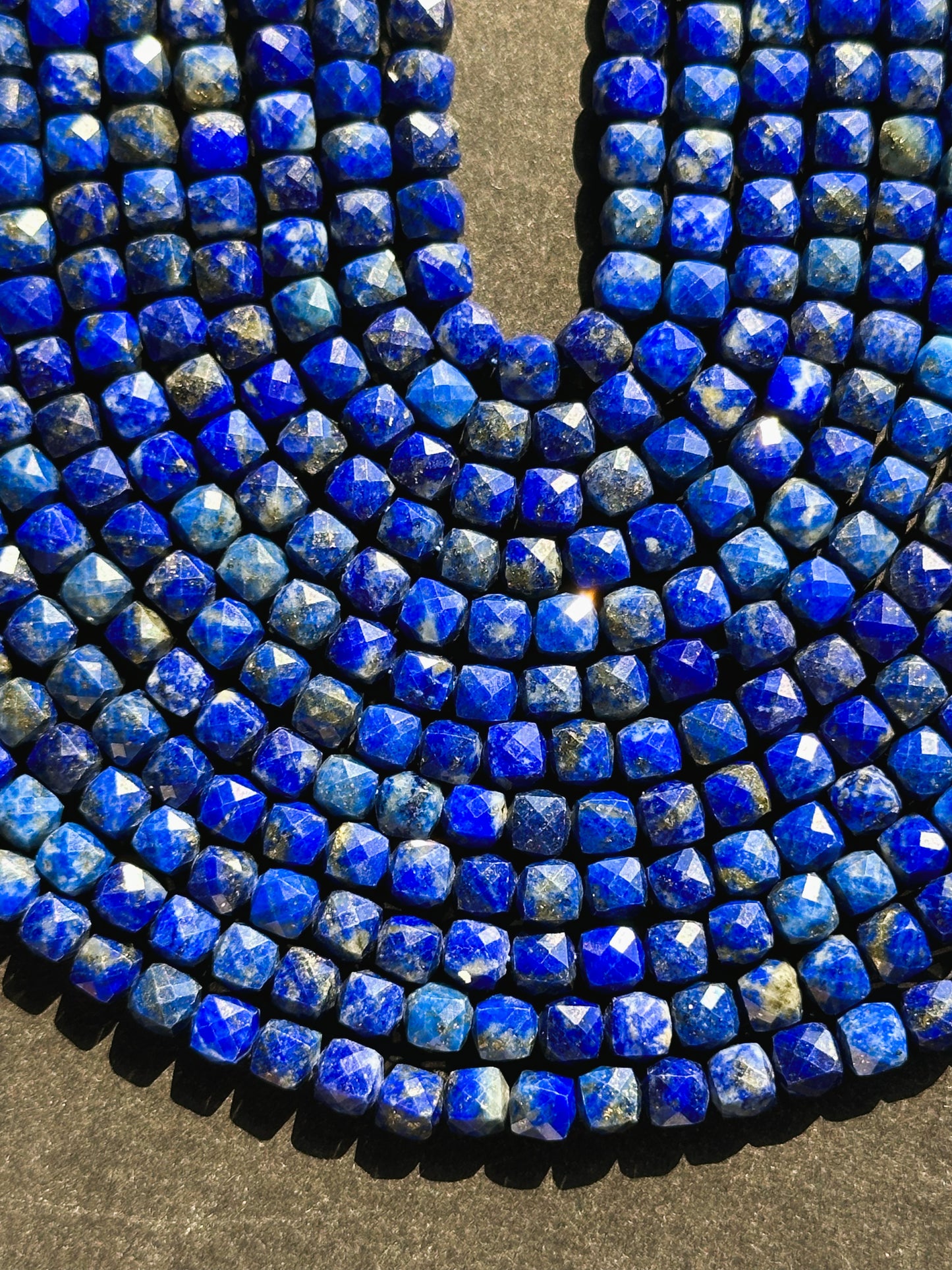 AAA Natural Lapis Lazuli Gemstone Bead Faceted 4mm Cube Shape Bead, Beautiful Natural Royal Blue Color Lapis Lazuli, Excellent Quality 15.5"