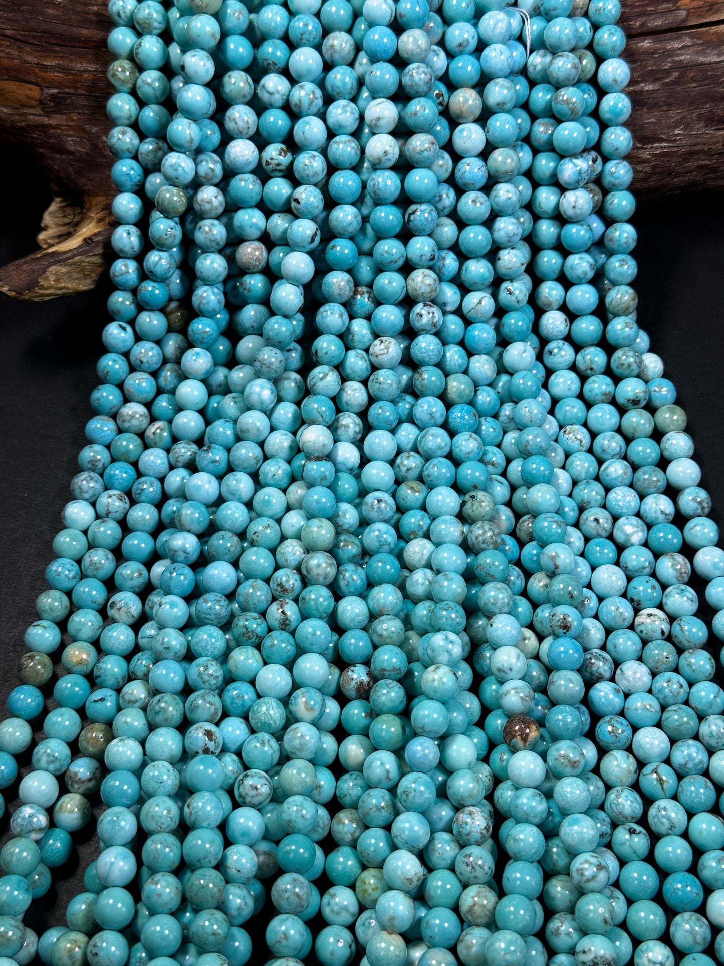 Natural Turquoise Gemstone Bead 6mm 8mm Round Bead, Beautiful Blue Color Turquoise Gemstone Beads, Great Quality Full Strand 15.5"