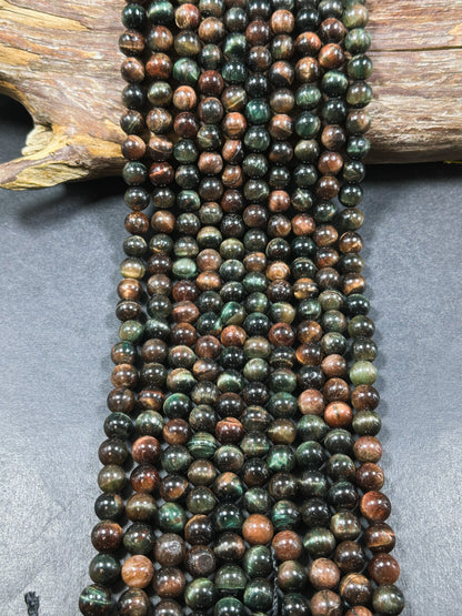 Natural Multicolor Tiger Eye Gemstone 8mm 10mm Round Beads, Gorgeous Multicolor Brown Navy Turquoise Color Tiger Eye Gemstone Beads 15.5"