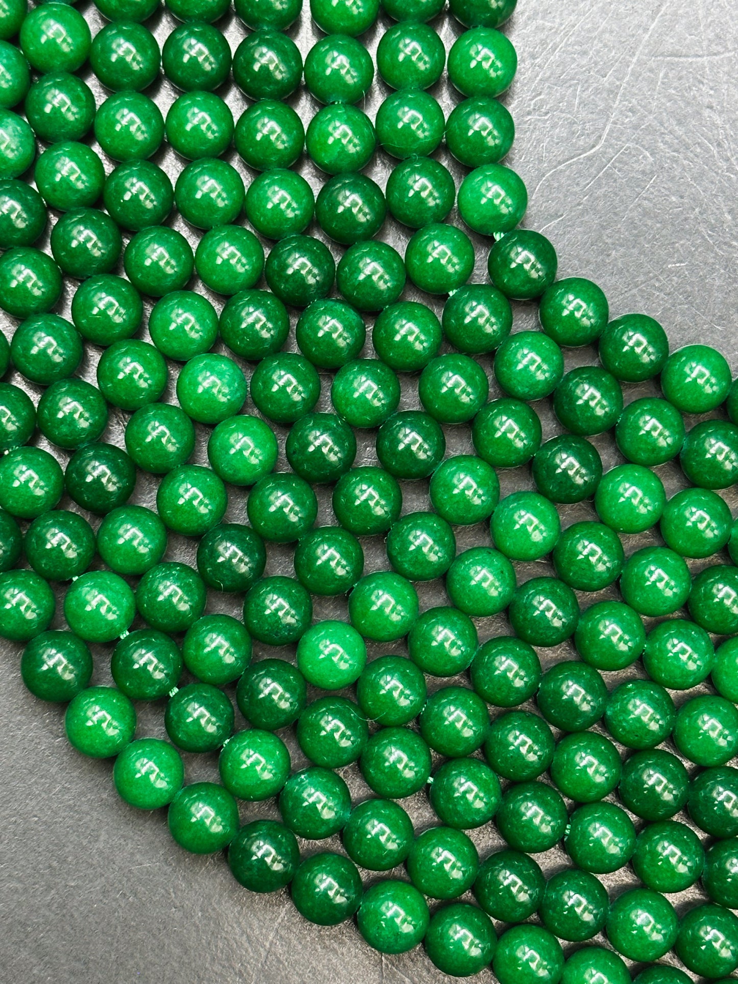 Natural Green Jade Gemstone Bead Smooth 6mm 8mm 10mm Round Beads, Gorgeous Natural Deep Green Color Jade Gemstone Bead Full Strand 15.5"