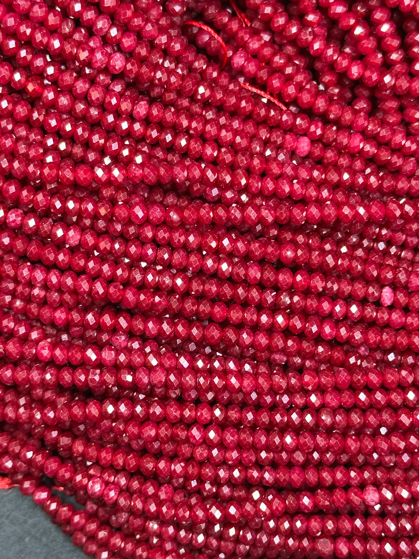 Natural Red Jade Gemstone Bead Faceted 3mm Bead, Gorgeous Natural Red Color Jade Bead Excellent Quality Full Strand 15.5"