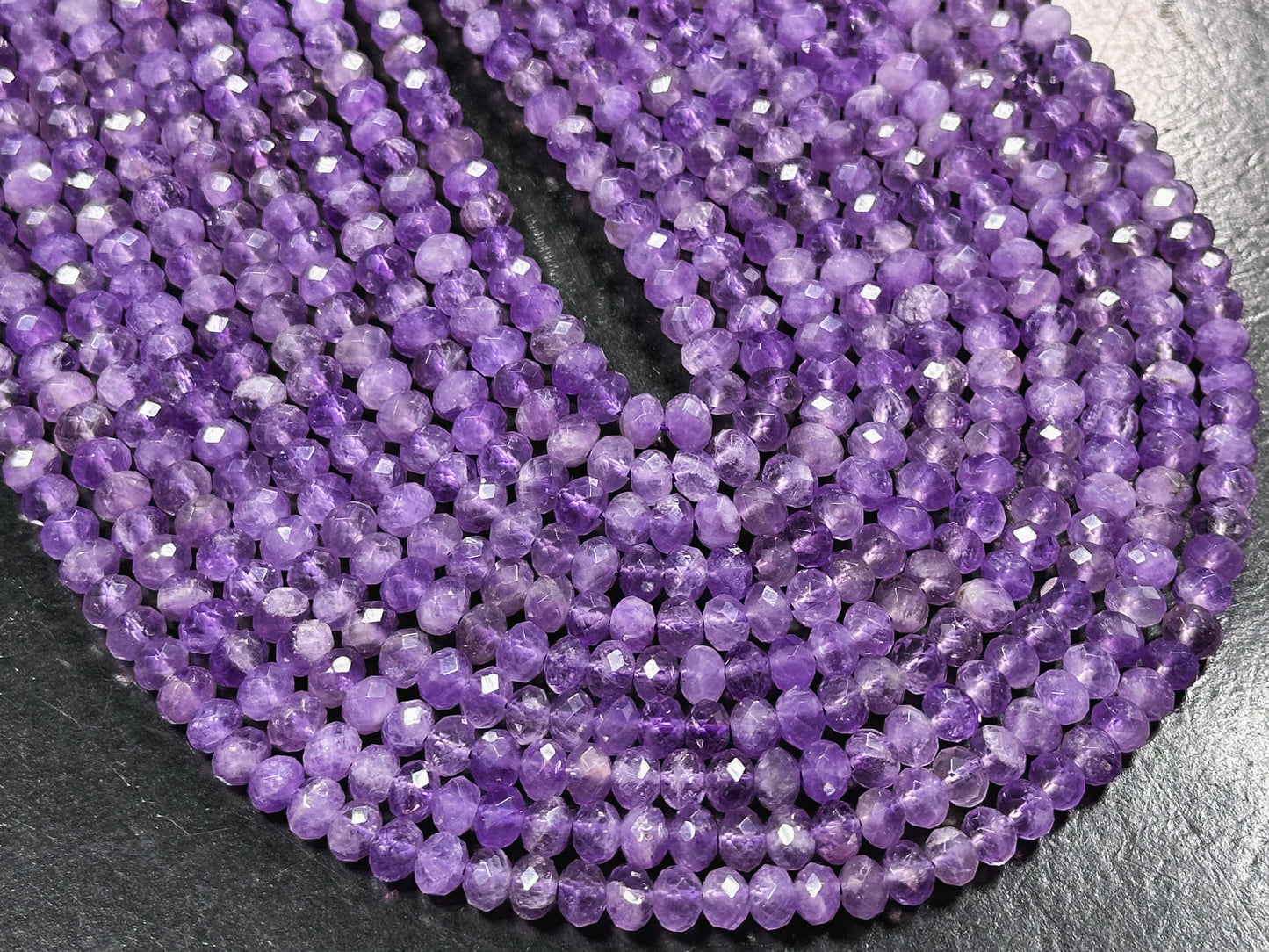 Natural Amethyst Gemstone Bead Faceted 3x5mm Rondelle Shape, Beautiful Natural Purple Amethyst Gemstone Bead Great Quality Full 15.5" Strand