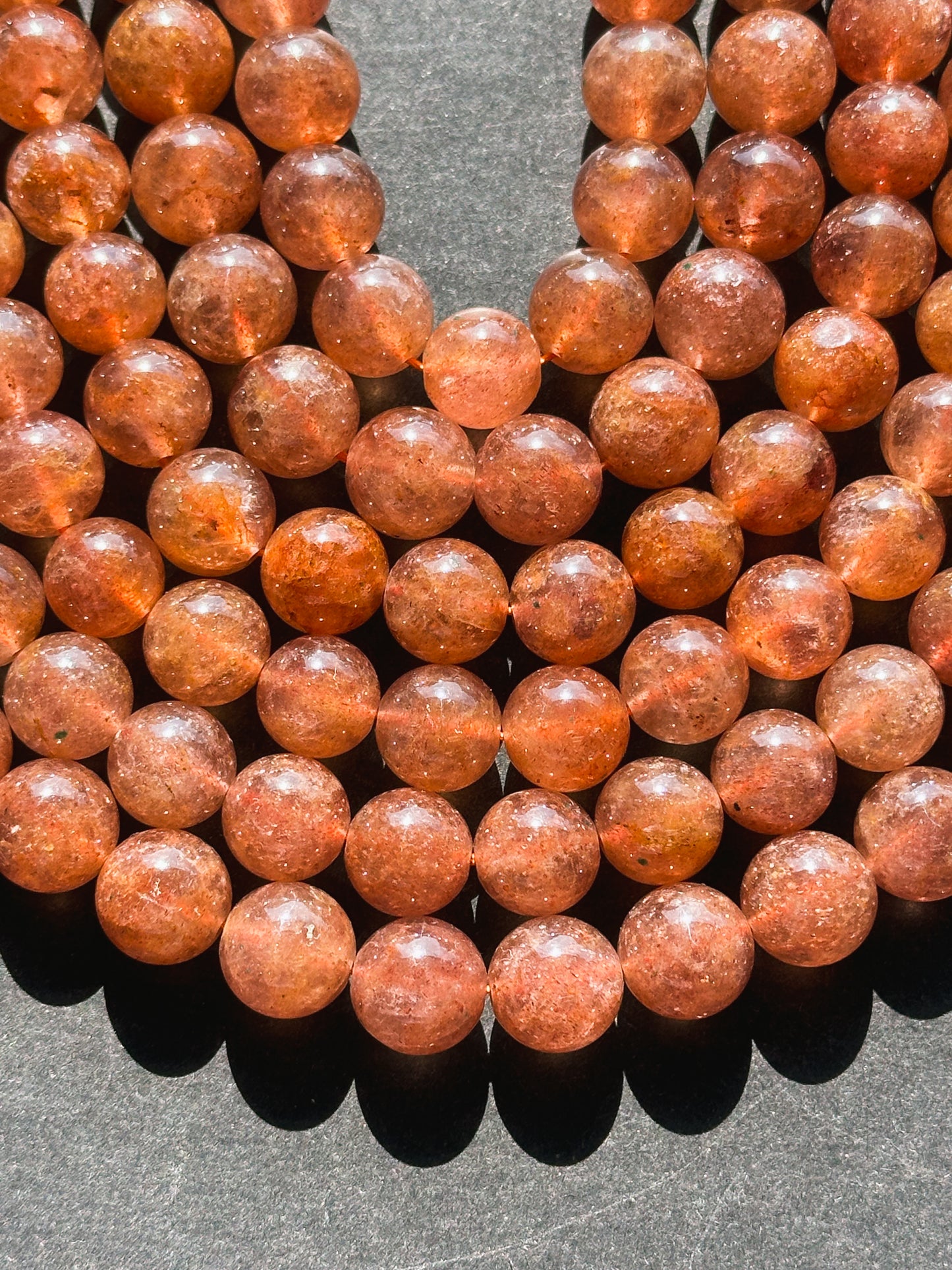 Natural Orange Strawberry Quartz Gemstone Bead 8mm 10mm Round Beads, Beautiful Natural Golden Orange Color Strawberry Quartz Beads 15.5"