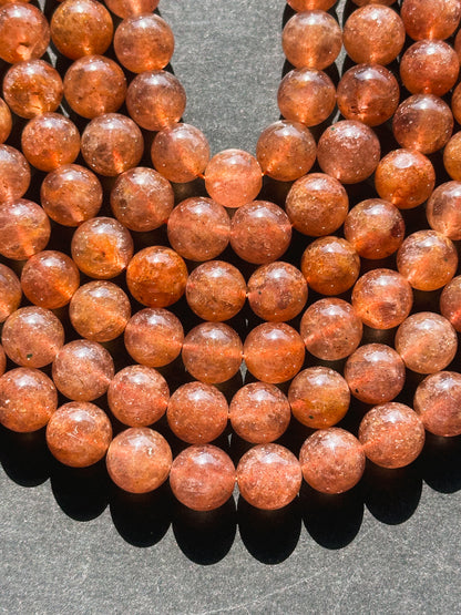 Natural Orange Strawberry Quartz Gemstone Bead 8mm 10mm Round Beads, Beautiful Natural Golden Orange Color Strawberry Quartz Beads 15.5"