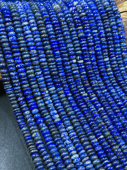 Natural Lapis Lazuli Gemstone Bead 8x3mm Rondelle Shape, Beautiful Natural Blue Color Lapis Lazuli Stone Bead Excellent Quality 15.5" Strand