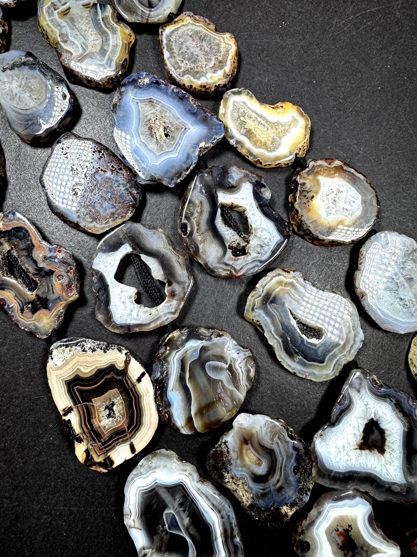 Natural Botswana Druzy Agate Gemstone Bead. Unique Natural Shape, Beautiful Natural Color. Not Treated. Full Strand 15.5"