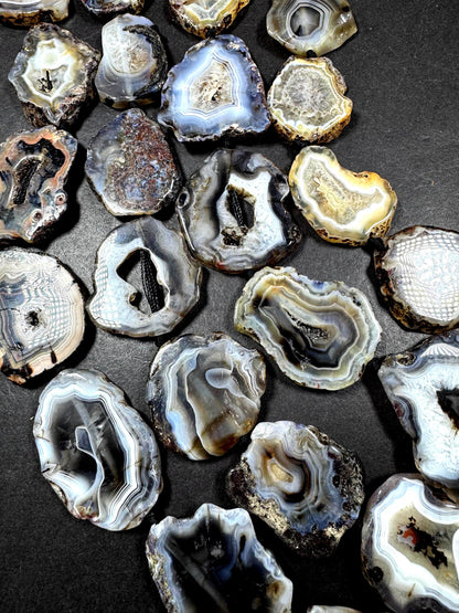 Natural Botswana Druzy Agate Gemstone Bead. Unique Natural Shape, Beautiful Natural Color. Not Treated. Full Strand 15.5"