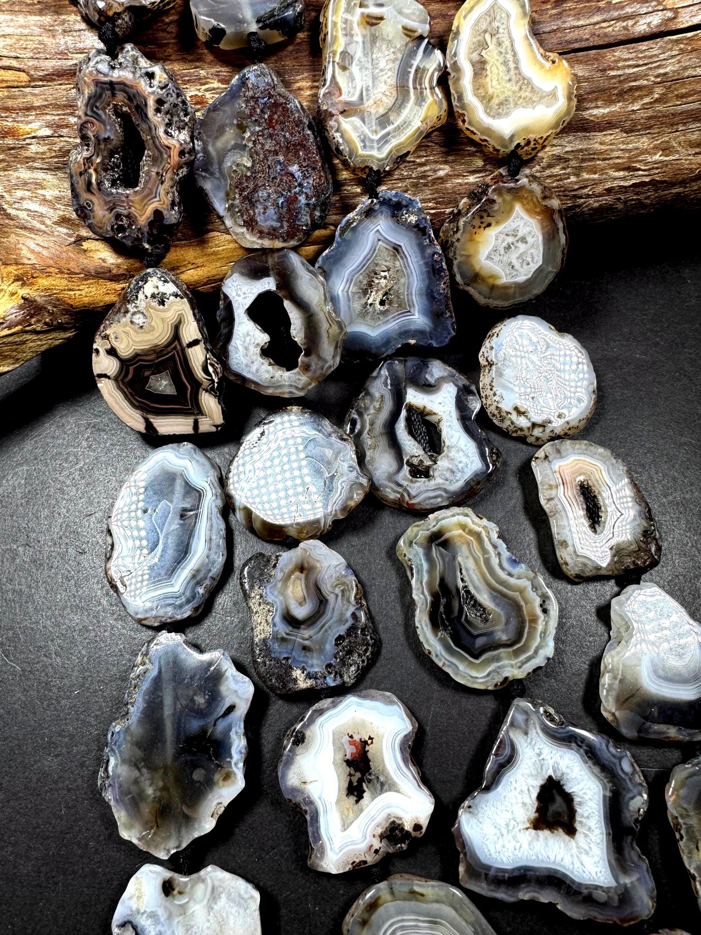 Natural Botswana Druzy Agate Gemstone Bead. Unique Natural Shape, Beautiful Natural Color. Not Treated. Full Strand 15.5"