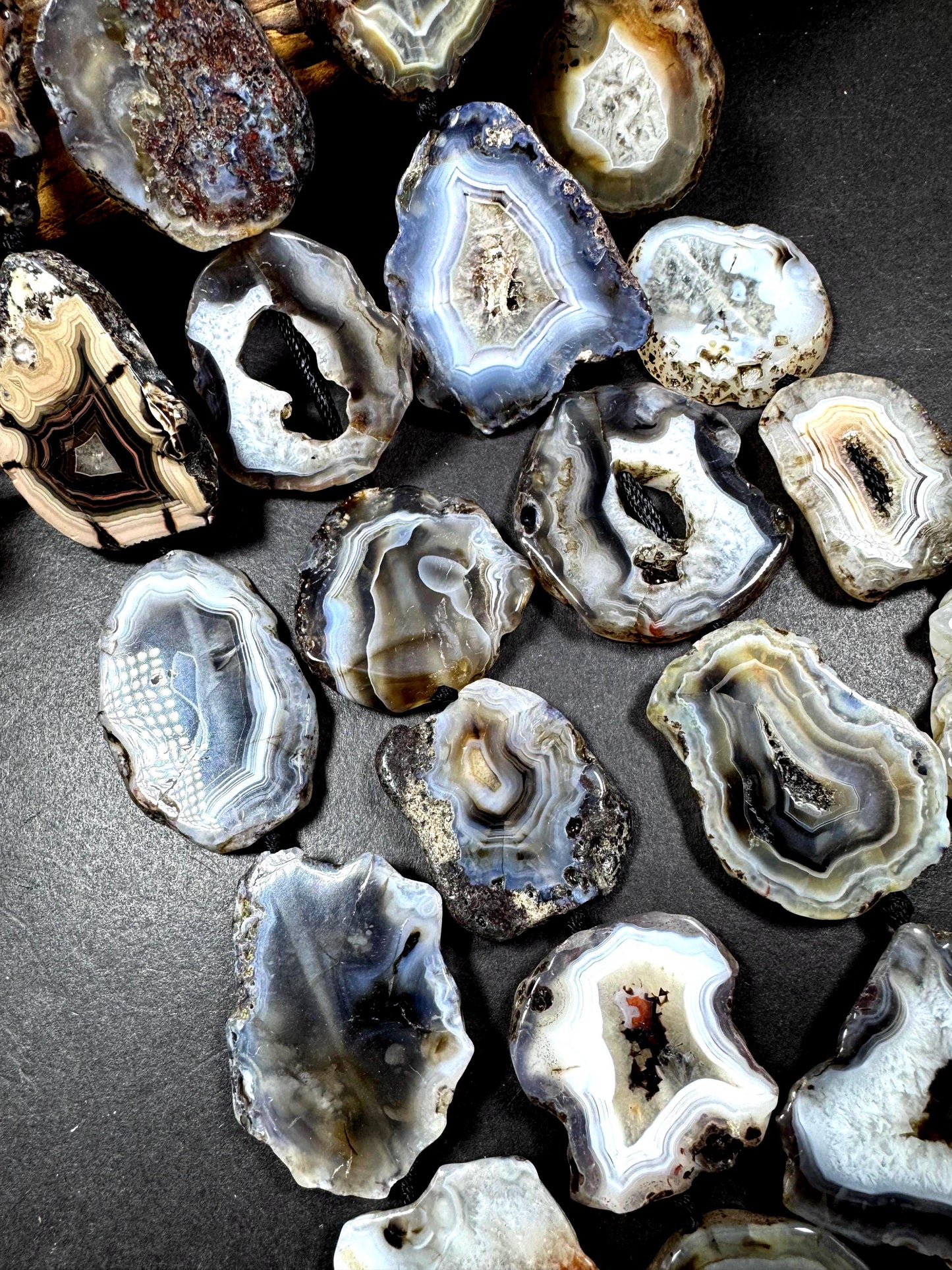 Natural Botswana Druzy Agate Gemstone Bead. Unique Natural Shape, Beautiful Natural Color. Not Treated. Full Strand 15.5"