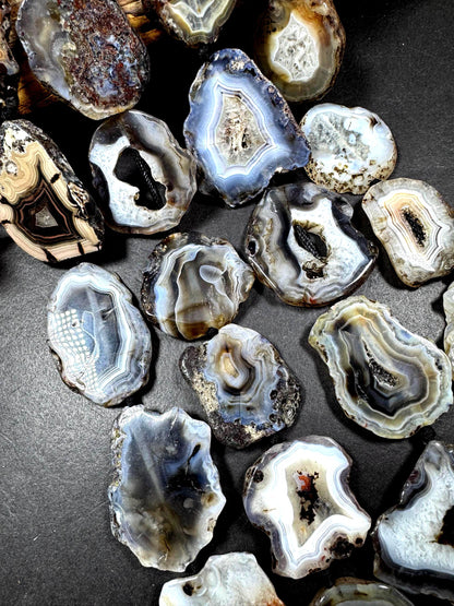 Natural Botswana Druzy Agate Gemstone Bead. Unique Natural Shape, Beautiful Natural Color. Not Treated. Full Strand 15.5"