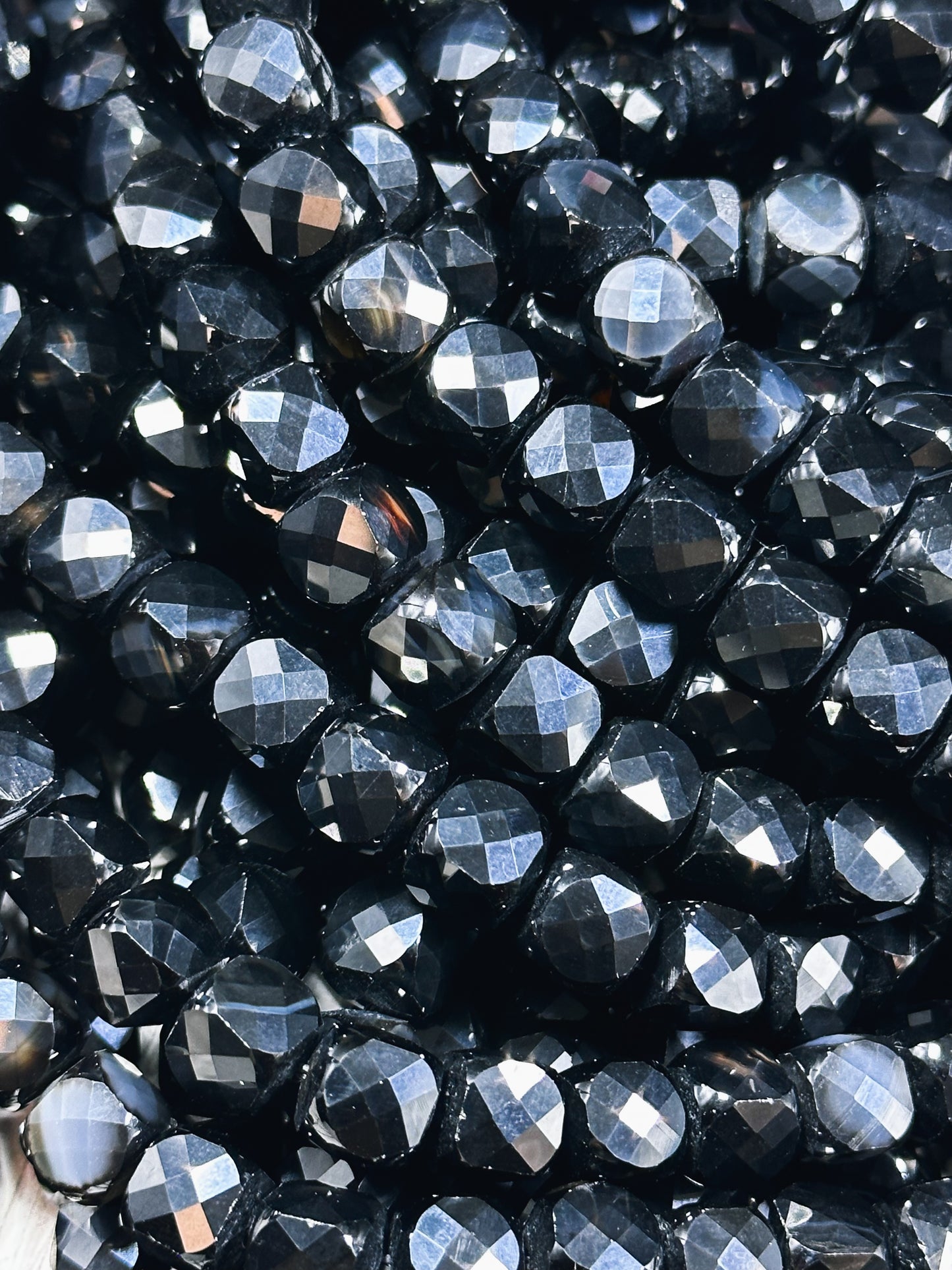 AAA Black Tourmaline Gemstone Bead Faceted 8mm Cube Shape, Gorgeous Natural Black Color Tourmaline Stone Bead Great Quality Full Strand 15.5