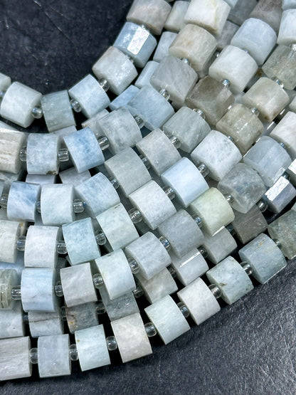 NATURAL Aquamarine Gemstone Bead 8x5mm Rondelle Shape Bead, Beautiful Blue White Color Aquamarine Gemstone Bead, Full Strand 15.5"