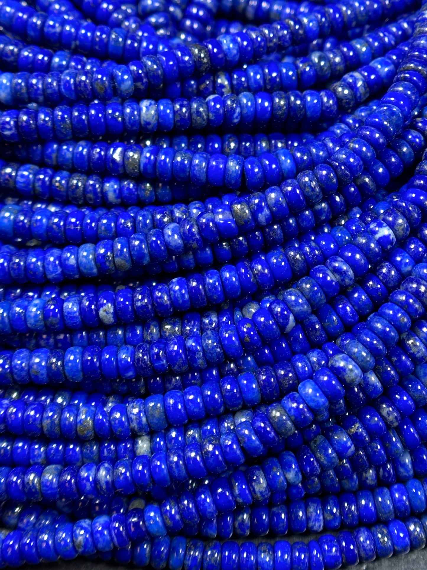 Natural Lapis Lazuli Gemstone Bead Smooth 4x2mm Rondelle Shape Beads, Gorgeous Natural Royal Blue Color Lapis Beads, Excellent Quality 15.5"