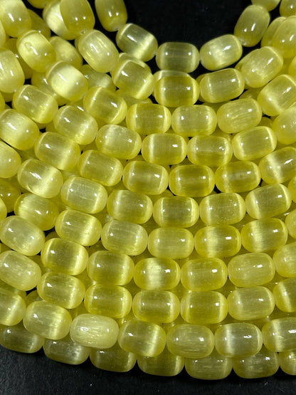 Natural Yellow Selenite Gemstone Bead 12x8mm Tube Shape Bead, Beautiful Yellow Color Selenite Gemstone Bead, Great Quality Full Strand 15.5"