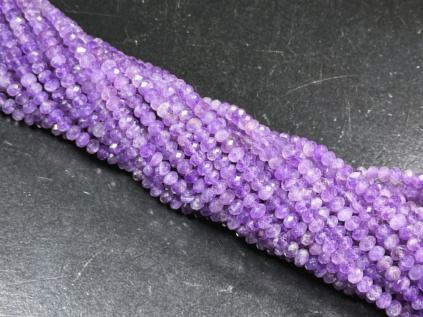 Natural Amethyst Gemstone Bead Faceted 3x5mm Rondelle Shape, Beautiful Natural Purple Amethyst Gemstone Bead Great Quality Full 15.5" Strand