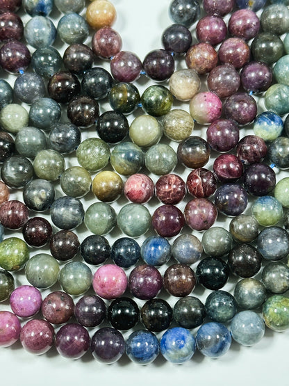 AA+ NATURAL Ruby Sapphire Gemstone Bead 6mm 8mm 10mm Round Beads, Beautiful Multicolor Ruby Sapphire Gemstone Beads Full Strand 15.5" High Quality