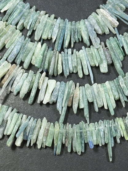 Natural Raw Kyanite Gemstone Beads Freeform Stick Shape Beads, Beautiful Natural Blue Green Color Kyanite Gemstone Beads, Full Strand 15.5"