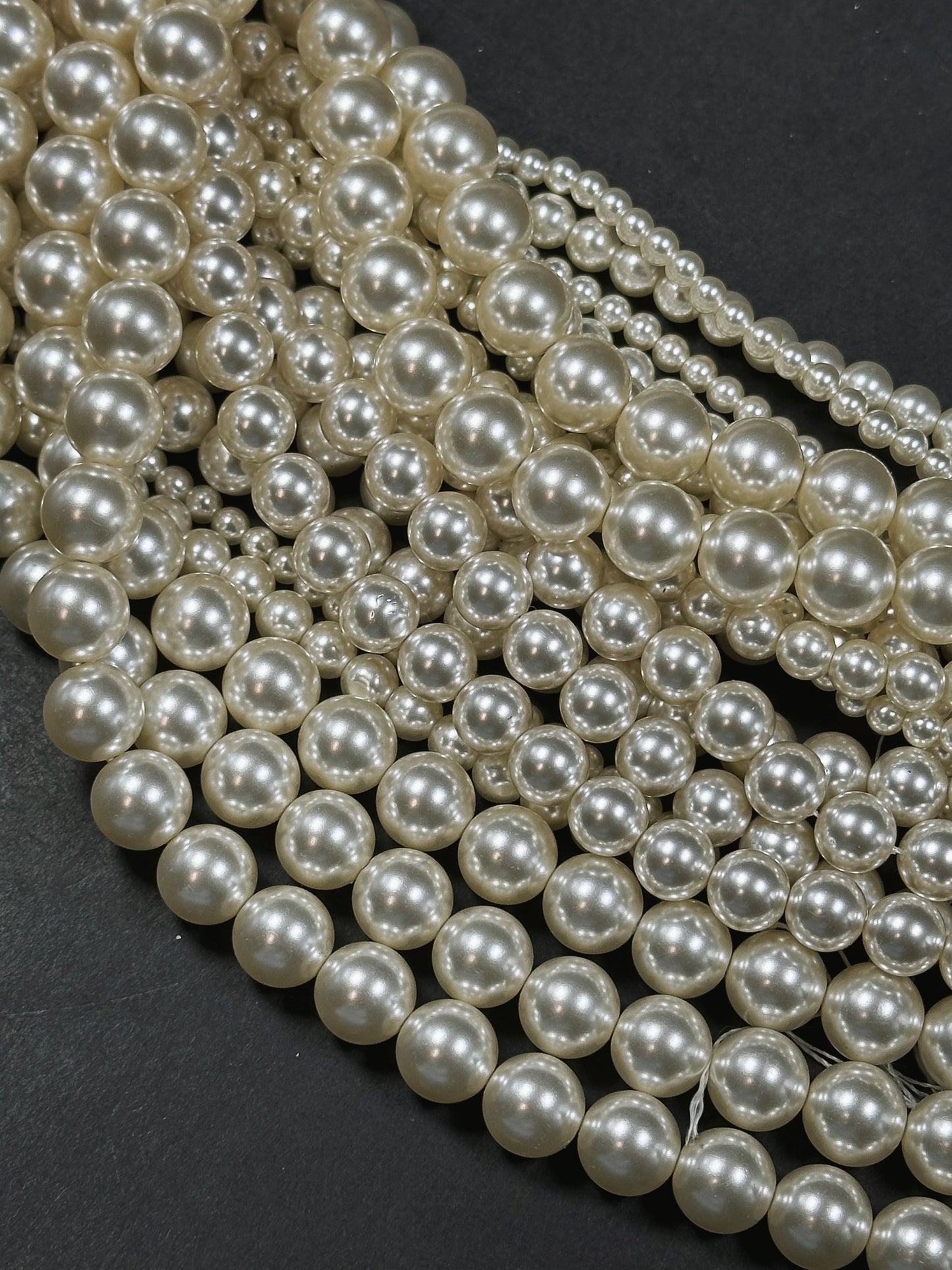 Swarovski Pearl Crystal Beads 4mm 6mm 8mm 10mm Round Bead, Beautiful Cream Color Swarovski Crystal Pearl Bead Genuine Swarovski Pearls 15.5"