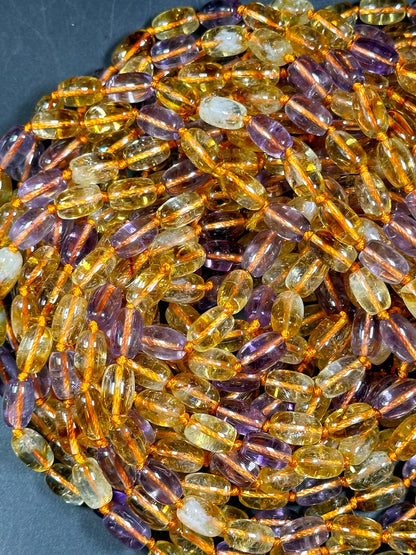 AAA NATURAL Ametrine Gemstone Bead 11x7mm Tube Shape, Beautiful Natural Orange Purple Color Citrine Amethyst Gemstone Bead Excellent Quality