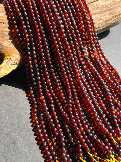 Natural Baltic Gold Gemstone Bead 5mm Round Beads, Beautiful Natural Dark Red Brown Color Baltic Gold Bead Great Quality Full Strand 15.5"