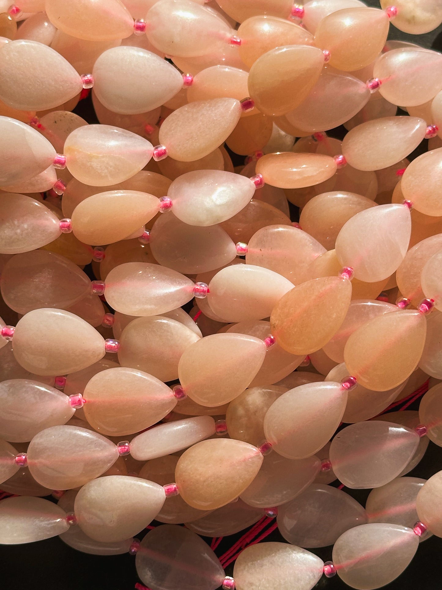 Natural Cherry Blossom Flower Agate Gemstone Bead 18x13mm Teardrop Shape, Beautiful Natural Pink Beige Color Flower Agate Stone Beads 15.5"