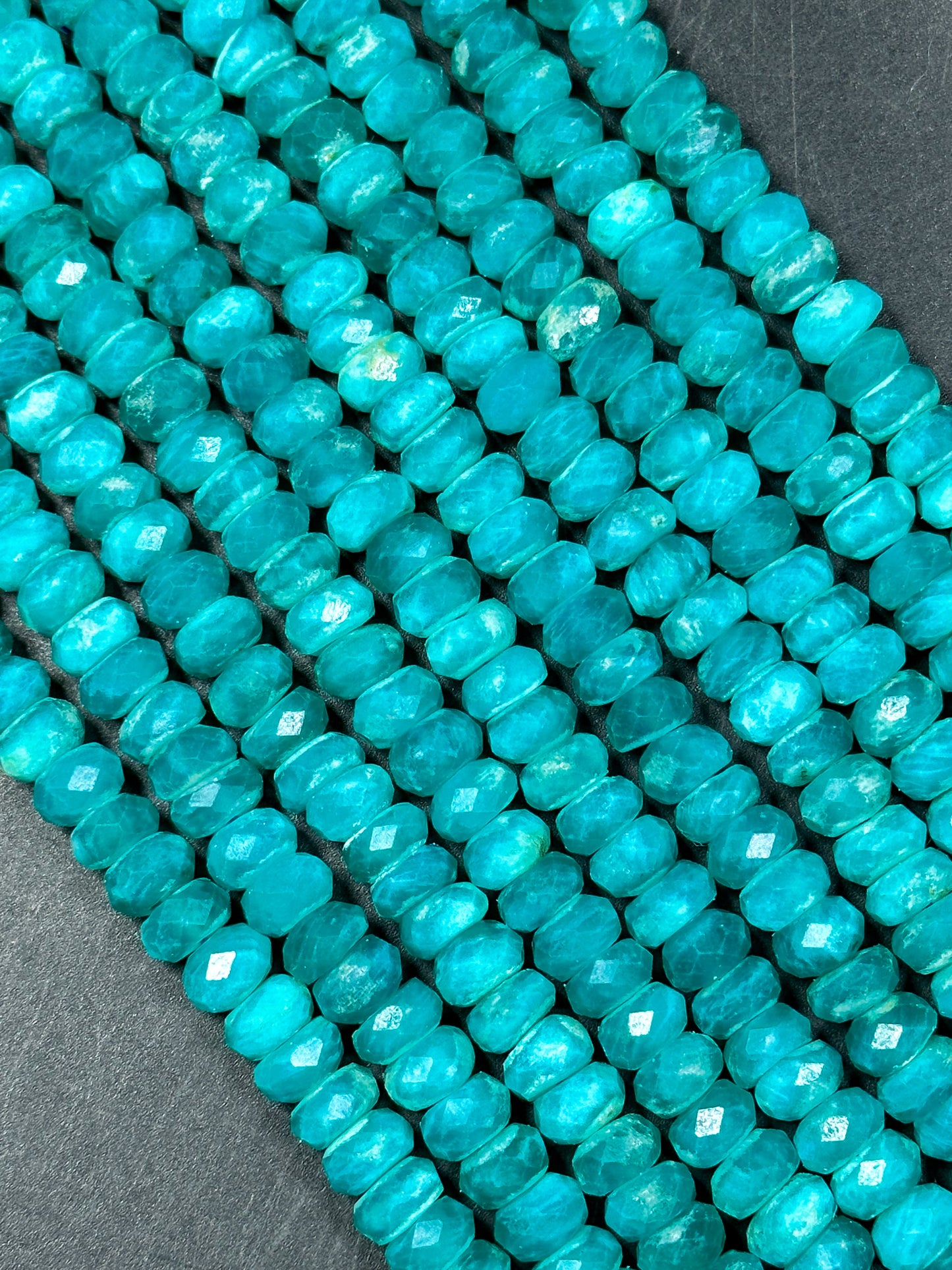 AA+ NATURAL Amazonite Gemstone Bead Faceted 6x4mm 8x5mm Rondelle Shape, Gorgeous Green Blue Color Amazonite Gemstone Bead Full Strand 15.5"