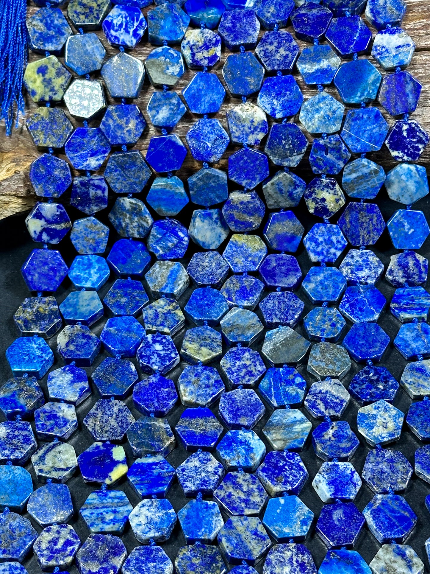 NATURAL Lapis Lazuli Gemstone Bead 13mm 15mm Hexagon Shape, Gorgeous Natural Blue Color Lapis Lazuli Gemstone Loose Beads Full Strand 15.5"