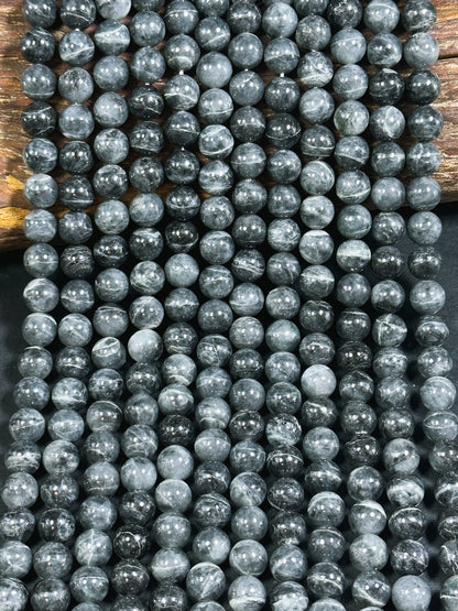 Natural Black Jasper Gemstone Bead 10mm Round Beads, Beautiful Black Dark Gray Color Jasper Gemstone Beads, Great Quality Full Strand 15.5"