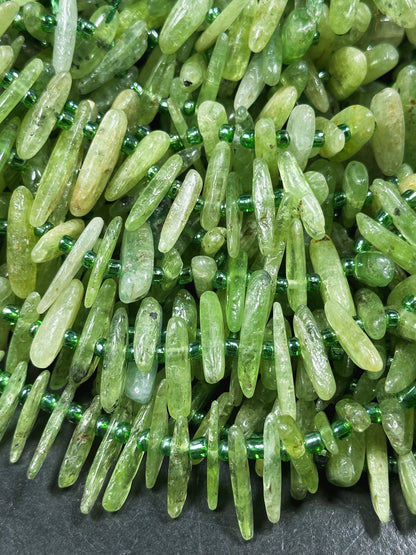 Natural Green Kyanite Gemstone Bead Graduated Stick Shape, Gorgeous Natural Green Color Kyanite Gemstone Bead Great Quality Full Strand 15.5"