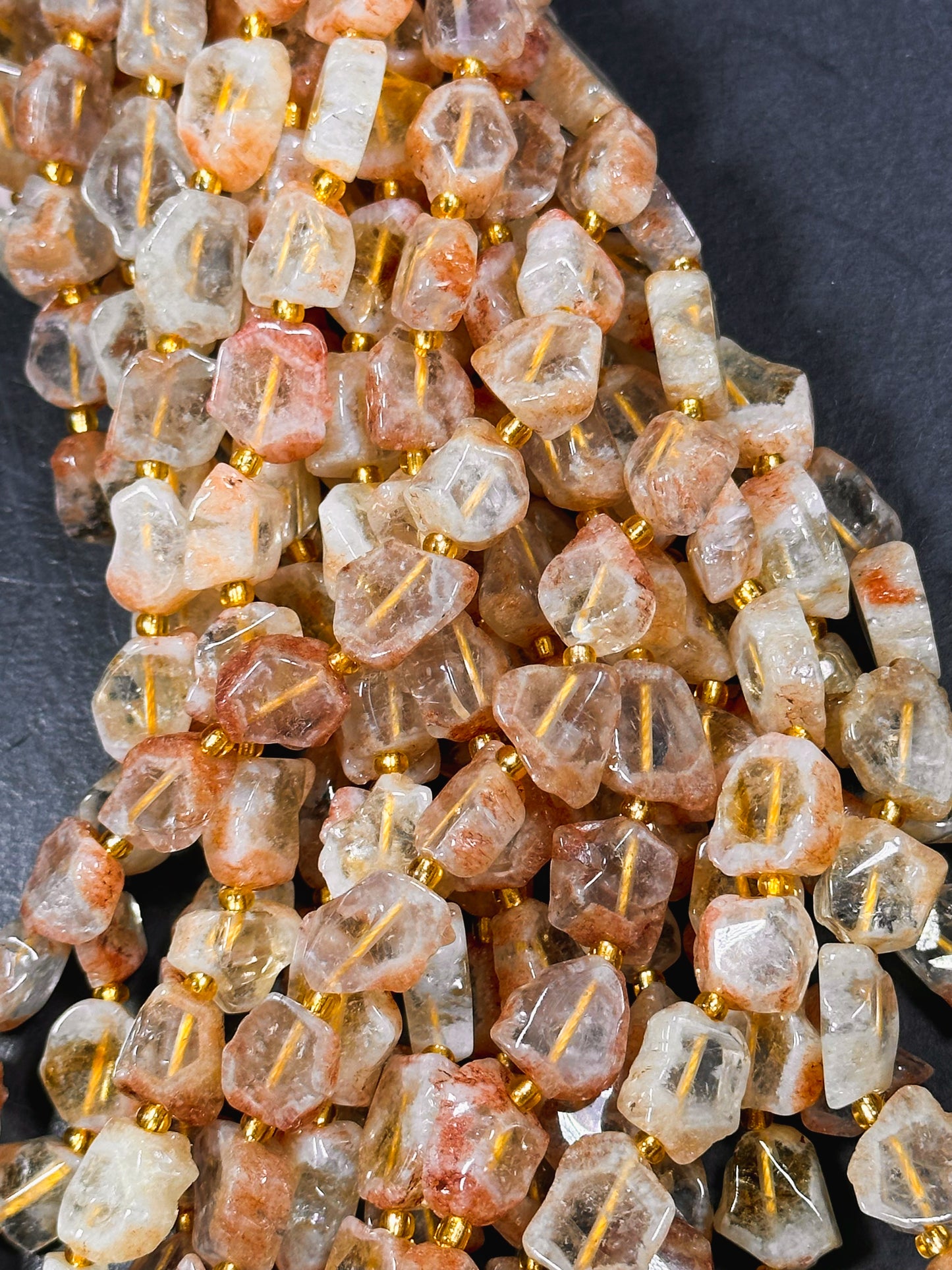 Natural Citrine Gemstone Bead 13mm Flat Freeform Shape Bead, Gorgeous Natural Orange Golden Yellow Clear Color Citrine Gemstone Beads 15.5"