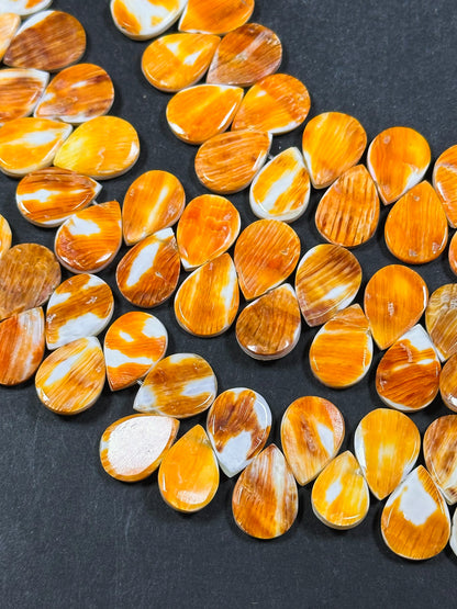 AAA Natural Spiny Oyster Shell Bead 15x10mm Teardrop Shape, Gorgeous Natural Orange Yellow Color Spiny Oyster Shell Beads Excellent Quality