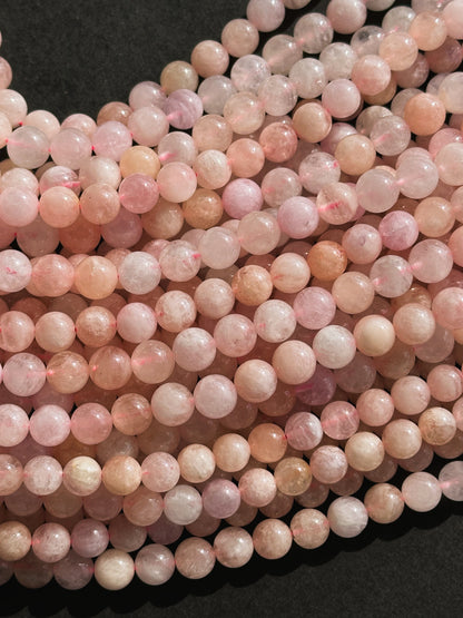 AAA Natural Morganite Gemstone 6mm 8mm Round Beads, Beautiful Natural Pink Morganite Gemstone Beads, Excellent Quality Full Strand 15.5"