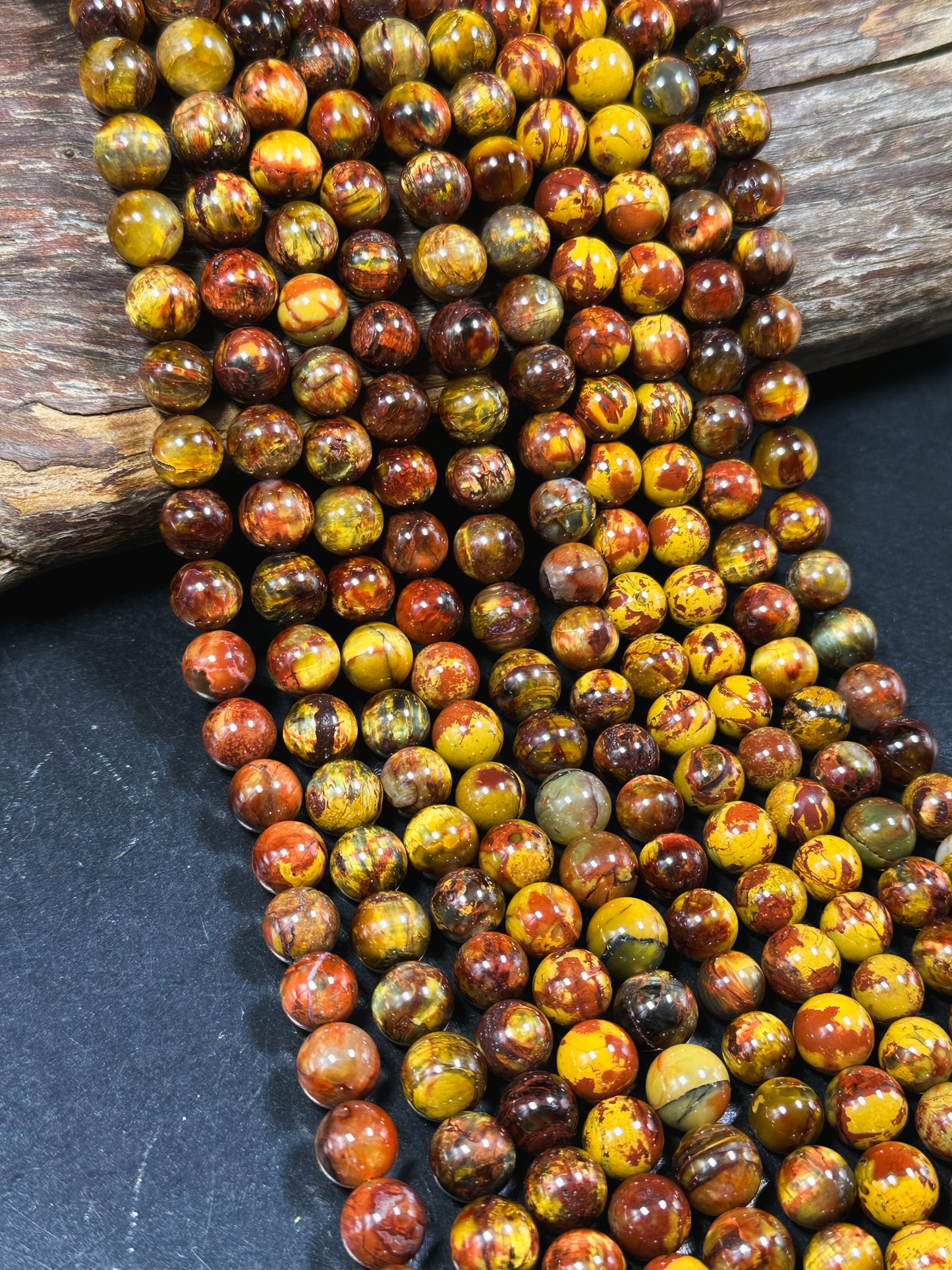 Natural Golden Pietersite Gemstone Bead 6mm 8mm 9mm 10mm 11mm Round Bead, Gorgeous Gold Orange Red Pietersite Bead, Excellent Quality 15.5