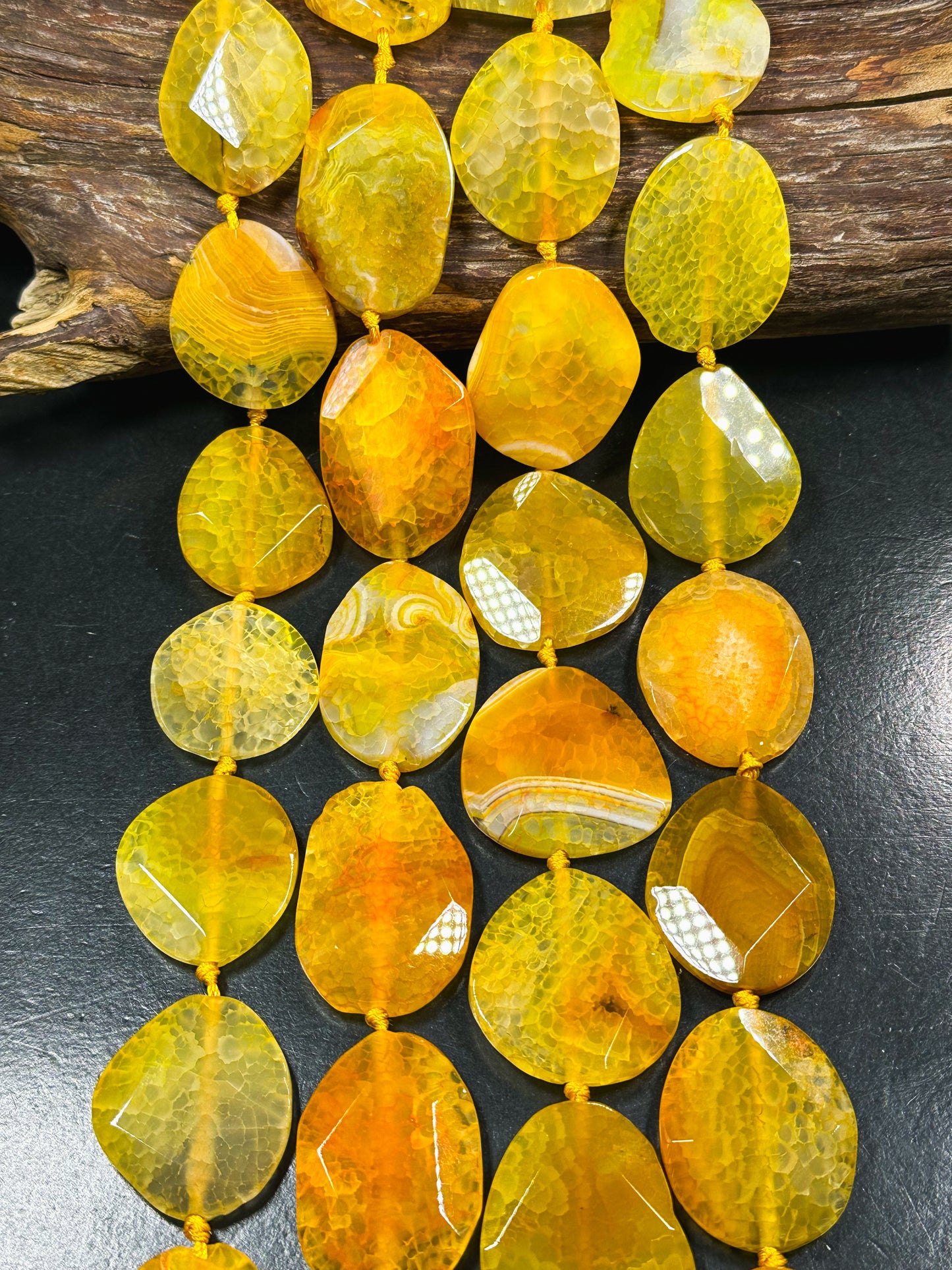 Natural Dragon Skin Agate Gemstone Bead Faceted Freeform Oval Shape, Beautiful Orange Color Dragon Skin Agate Beads, Full Strand 15.5"