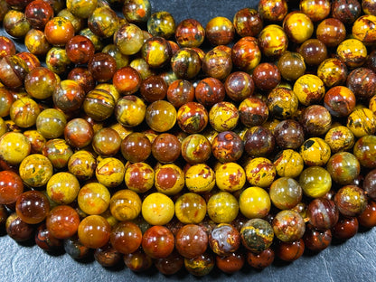 Natural Golden Pietersite Gemstone Bead 6mm 8mm 9mm 10mm 11mm Round Bead, Gorgeous Gold Orange Red Pietersite Bead, Excellent Quality 15.5