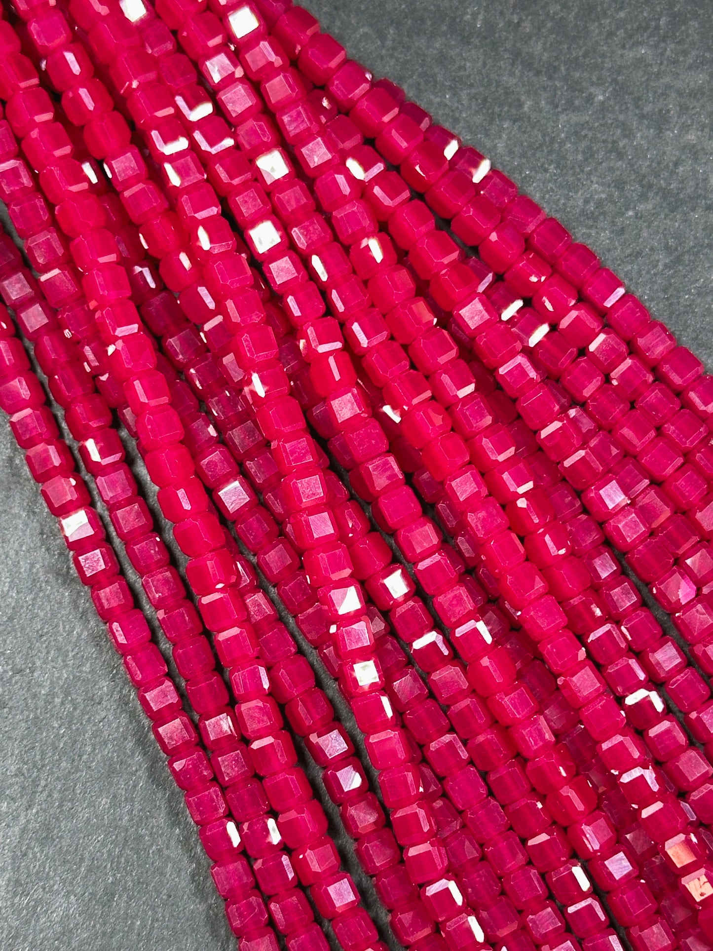 AAA Natural Red Ruby Gemstone Bead Faceted 4mm Cube Shape Beads, Beautiful Natural Red Ruby Stone Beads, Excellent Quality Full Strand 15.5"