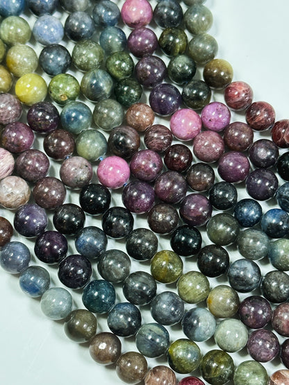 AA+ NATURAL Ruby Sapphire Gemstone Bead 6mm 8mm 10mm Round Beads, Beautiful Multicolor Ruby Sapphire Gemstone Beads Full Strand 15.5" High Quality