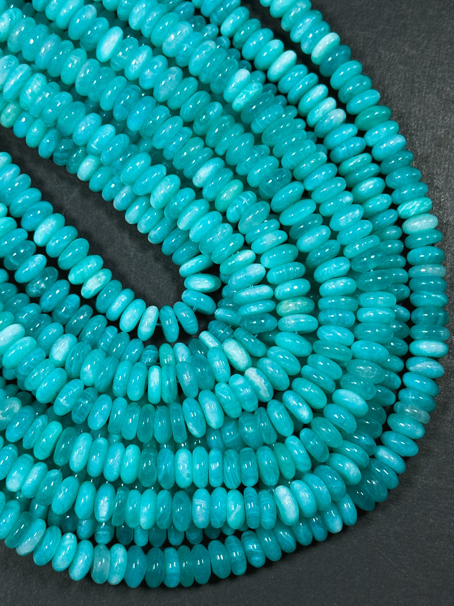 AAA Natural Amazonite Gemstone Bead 8x4mm Rondelle Shape, Beautiful Natural Blue Green Amazonite Beads, Excellent Quality Full Strand 15.5"