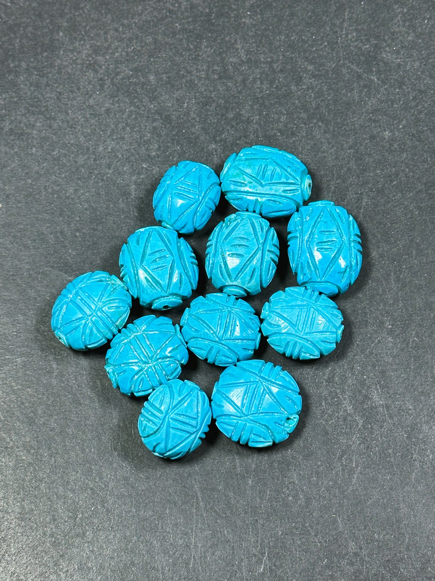 Hand Carved Howlite Turquoise Gemstone Beads Oval Shape Beads, Beautiful Hand Carved Blue Howlite Turquoise Gemstone LOOSE BEAD (1pc)