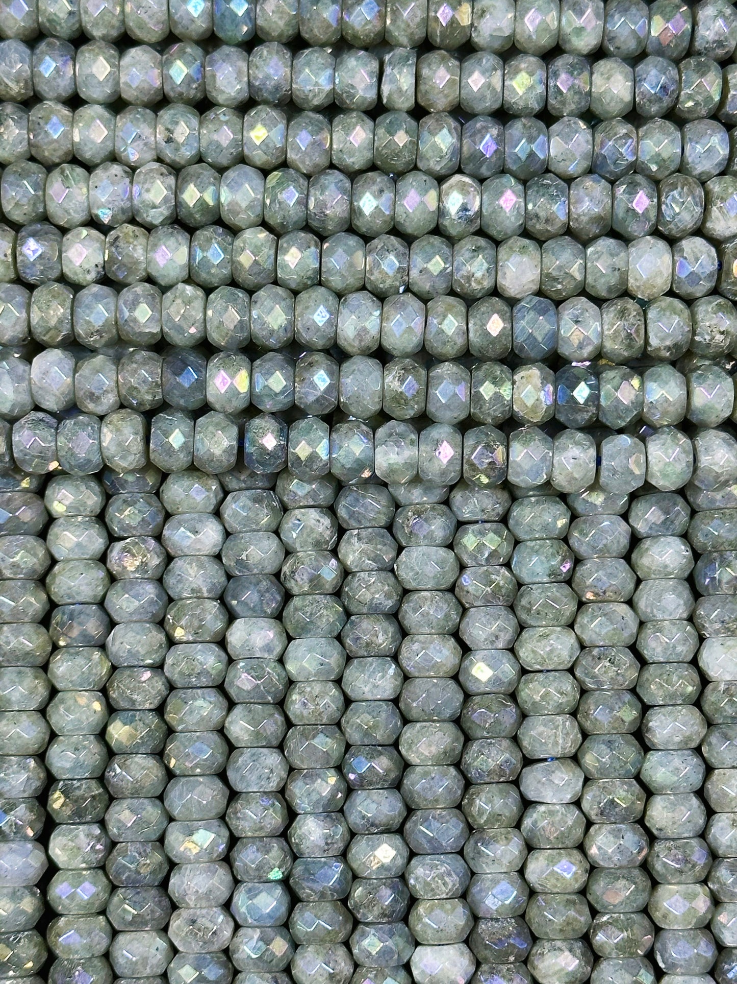 Mystic Natural Labradorite Gemstone Bead Faceted 8x5mm Rondelle Shape, Gorgeous Natural Gray Rainbow Blue Flash Labradorite Full Strand 15.5