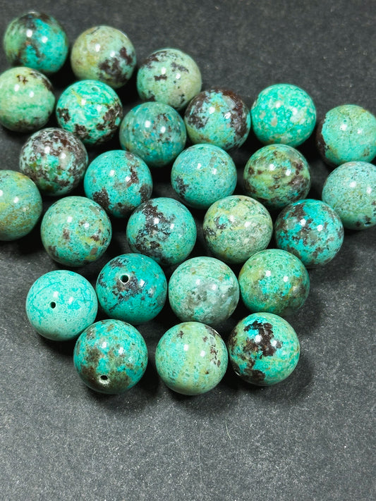 AAA Natural Turquoise Gemstone Beads 14-15mm Round Beads, Beautiful Natural Blue Green Color Turquoise Gemstone Beads, LOOSE BEADS (1pc)