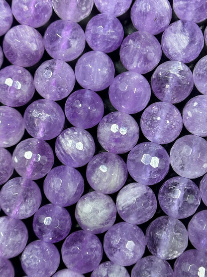 AAA Natural Lavender Jade Gemstone Bead Faceted 6mm 8mm 10mm Round Bead, Gorgeous Natural Clear Lavender Purple Jade Excellent Quality 15.5"