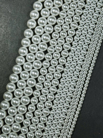 Swarovski Pearl Crystal Beads 4mm 6mm 8mm 10mm 12mm Round Bead, Beautiful White Swarovski Crystal Pearl Bead Genuine Round Swarovski Pearls 15.5"