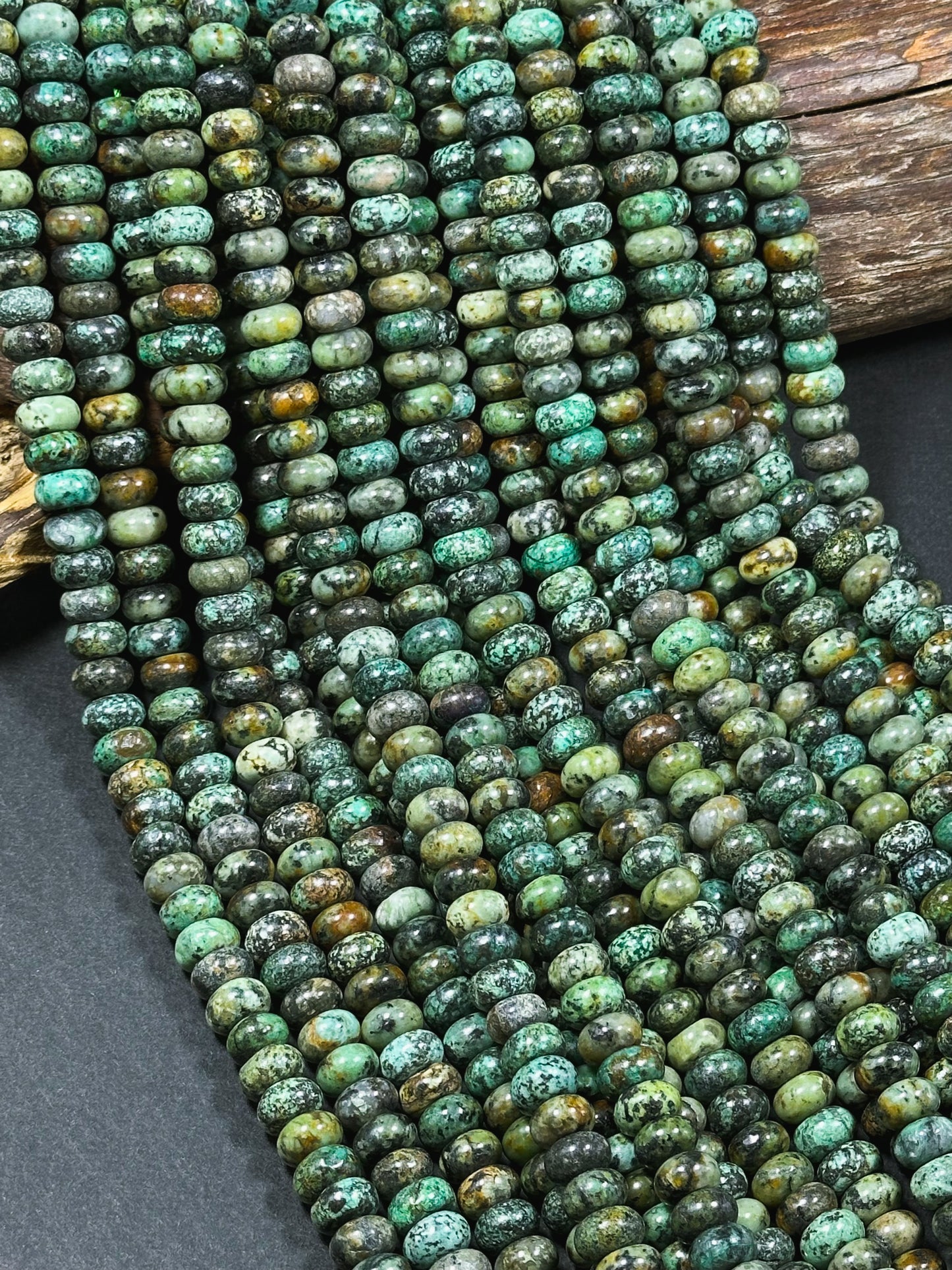 Natural African Turquoise Gemstone Bead 10x6mm Rondelle Shape, Beautiful Natural Green Brown Turquoise, Excellent Quality Full Strand 15.5"