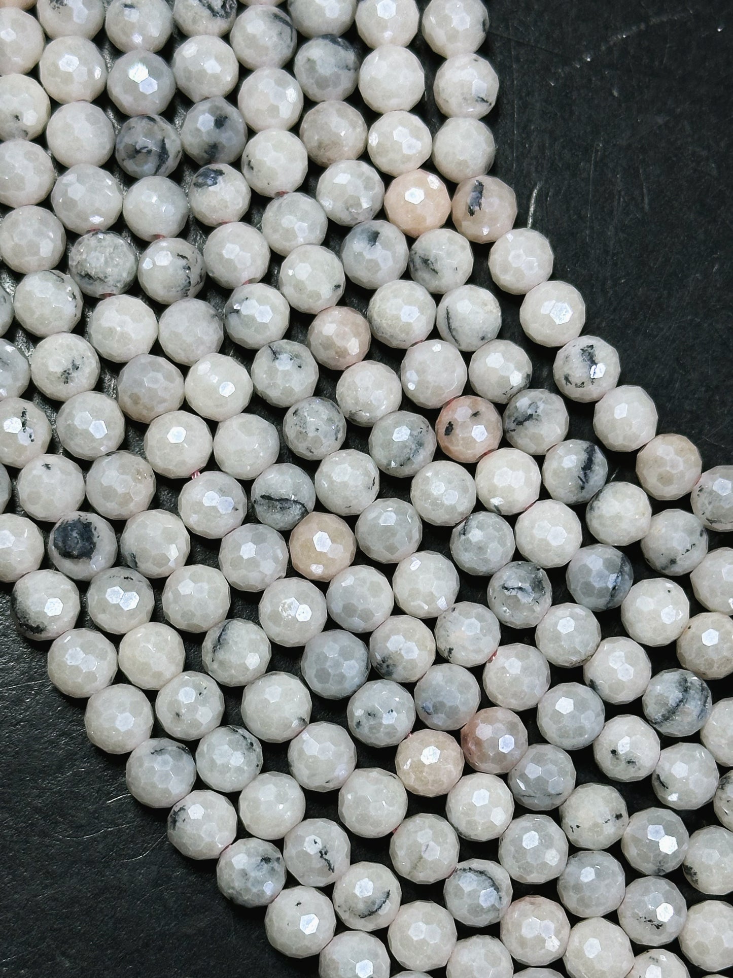Mystic Natural Pink White Opal Gemstone Bead Faceted 6mm Round Bead, Beautiful Natural White Pink Color Mystic Opal Beads, Full Strand 15.5"