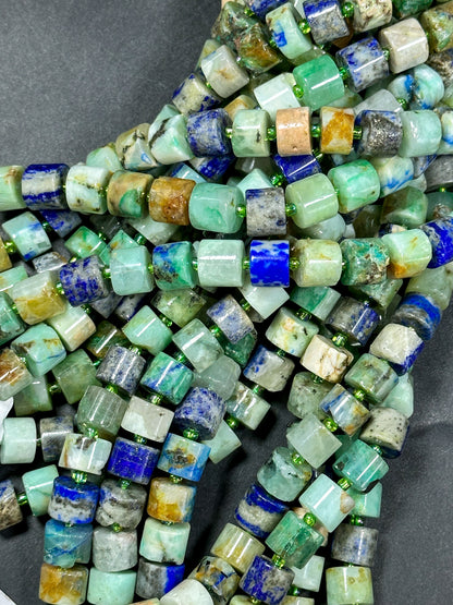 AA NATURAL Chrysocolla Gemstone Bead 10mm Rondelle Cylinder Wheel Shape, Gorgeous Green Blue Color Chrysocolla Gemstone Bead Great Quality