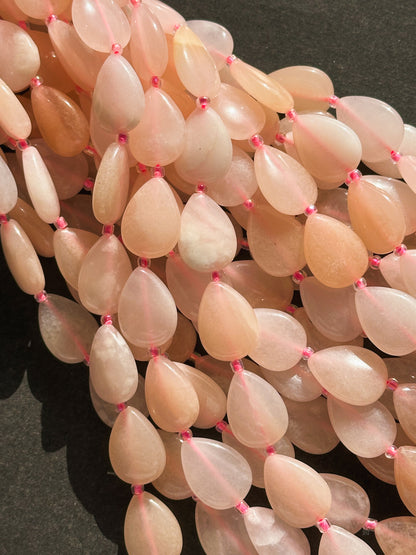 Natural Cherry Blossom Flower Agate Gemstone Bead 18x13mm Teardrop Shape, Beautiful Natural Pink Beige Color Flower Agate Stone Beads 15.5"