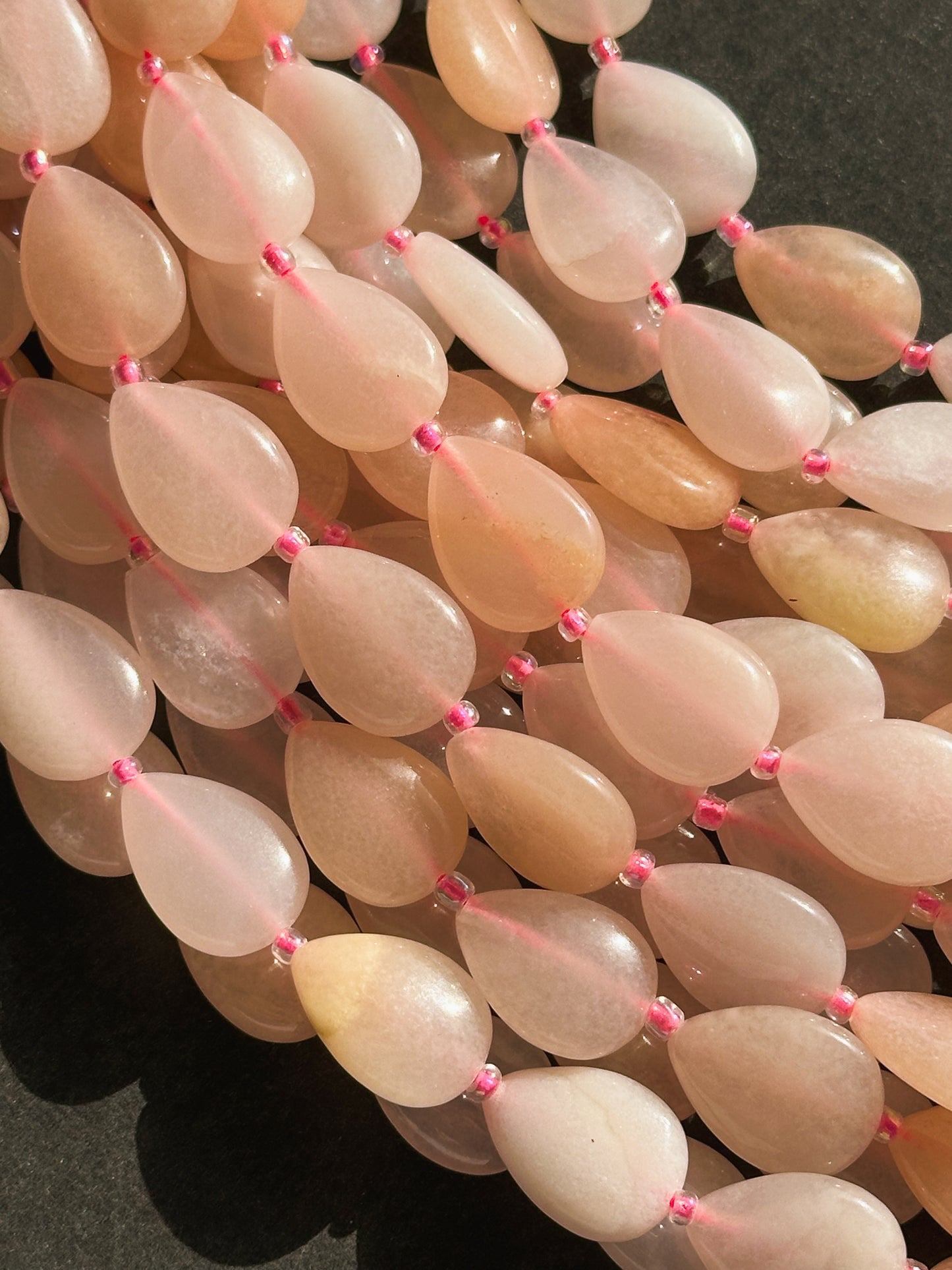 Natural Cherry Blossom Flower Agate Gemstone Bead 18x13mm Teardrop Shape, Beautiful Natural Pink Beige Color Flower Agate Stone Beads 15.5"