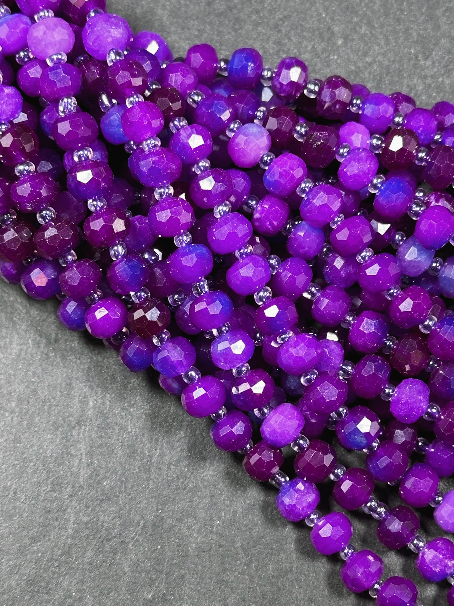 Natural Sugilite Gemstone Faceted 8x6mm Rondelle Shape Beads, Beautiful Natural Purple Heat Treated Color Sugilite Stone Beads 15.5" Strand